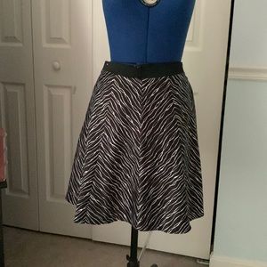 The Limited black and white, silky rayon zebra print knee length skirt